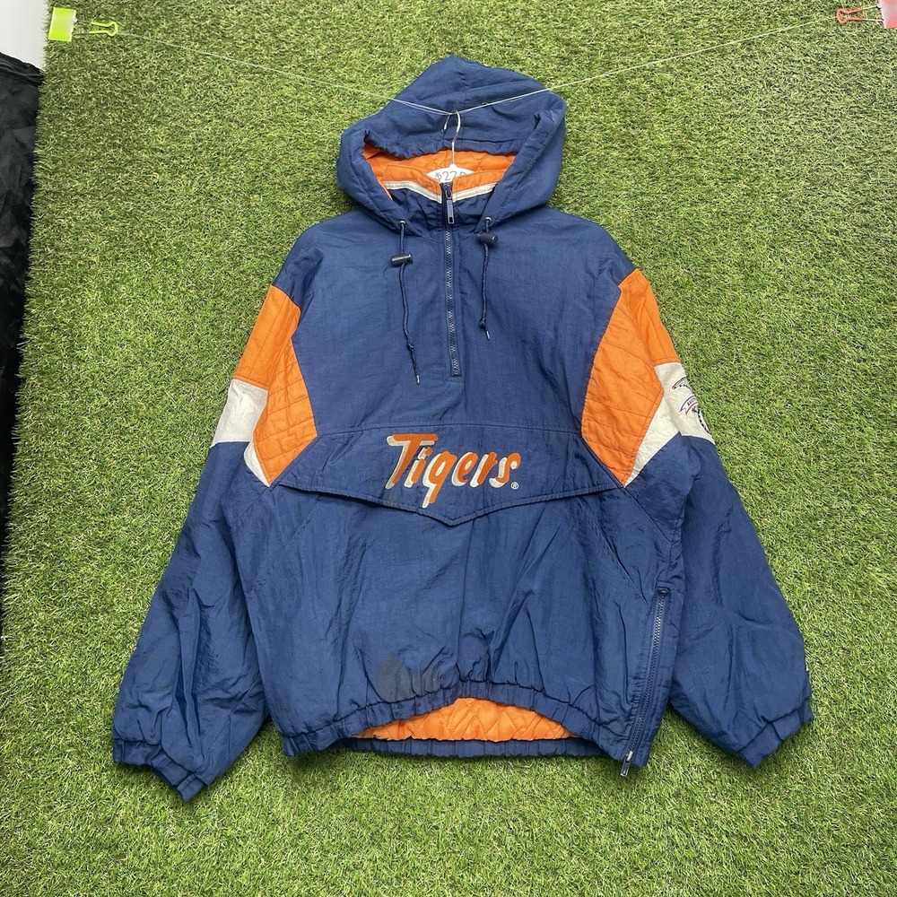 Vintage Detroit Tigers Starter Jacket Mens Medium MLB 1/4 Zip Softshell 90s